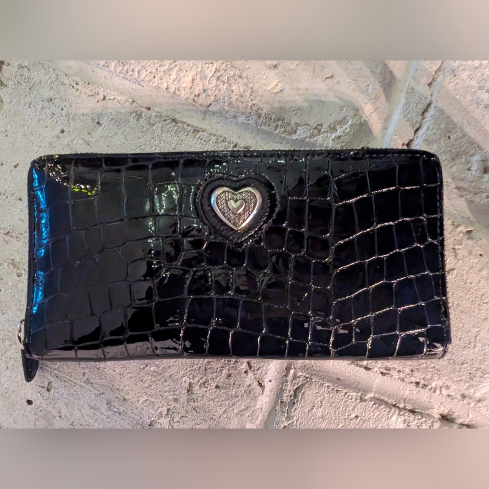 Brighton Black Crocodile Embossed Women's Purse